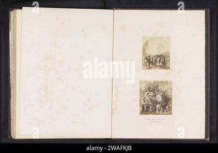 Drei Fotoproduktionen einer Publikation der Arundel Society mit Gemälden von Jan van Eyck und Masaccio, Anonym, nach Jan van Eyck, nach Masaccio, um 1859 - in oder vor 1869 fotografische Trägeralbumendruckband. Malerei (einschließlich Buchbeleuchtung, Miniaturmalerei) Stockfoto