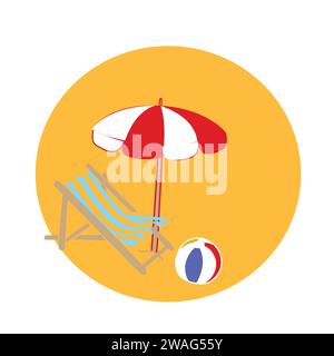 Sommerurlaub Strandurlaub Themenpodium mit sommerlichen Strandelementen. Vektor-Illustration Reise thematisierter Vektor-Hintergrund tropischer Strand. Stock Vektor