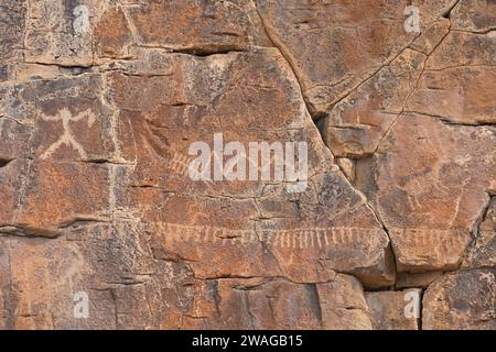 Petroglyphen von White River Narrows, Waschbecken und Range National Monument, Caliente Bezirk Büro des Land-Managements, Nevada Stockfoto