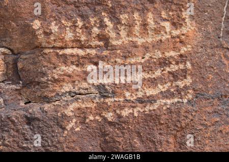 Petroglyphen von White River Narrows, Waschbecken und Range National Monument, Caliente Bezirk Büro des Land-Managements, Nevada Stockfoto