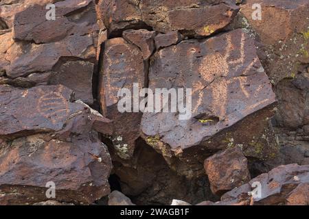 Petroglyphen von White River Narrows, Waschbecken und Range National Monument, Caliente Bezirk Büro des Land-Managements, Nevada Stockfoto