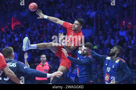 Nantes, Frankreich. Januar 2024. © PHOTOPQR/OUEST FRANCE/Jérôme Fouquet ; NANTES ; 04/01/2024 ; Handball. Tournoi de France à Nantes. Frankreich/Tunesien. Aziz Aidi Mohamed. Foto: Jérôme Fouquet/Ouest-France. Französisches Turnier in Nantes Credit: MAXPPP/Alamy Live News Stockfoto