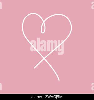 Vektor Hand gezeichnete Kritzelskizze Herz isoliert auf rosa Hintergrund Stock Vektor