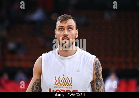 Piräus, Griechenland. Januar 2024. 20 Donatas Motiejunas von AS Monaco während der Euroleague, Runde 19, Matchbetween Olympiacos Piräus und AS Monaco im Peace & Friendship Stadium am 4. Januar 2024 in Piräus, Griechenland. Quelle: Unabhängige Fotoagentur/Alamy Live News Stockfoto