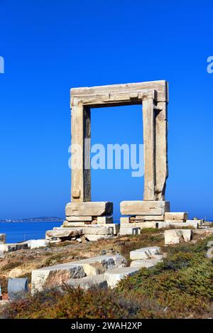 Portara von Naxos, Tempeltor von Naxos, Ruinen des Tempels von Apollo, Griechenland, Kykladen, Naxos Stockfoto