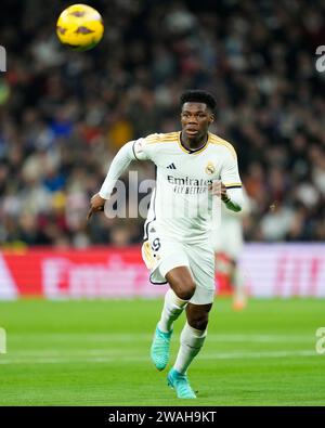 Madrid, Spanien. Januar 2024. Aurelien Tchouameni von Real Madrid CF spielte am 3. Januar 2024 im Santiago Bernabeu Stadion in Madrid. (Foto: Cesar Cebolla/PRESSINPHOTO) Credit: PRESSINPHOTO SPORTS AGENCY/Alamy Live News Stockfoto