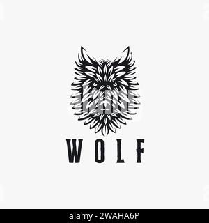Leistungsstarker Naturkopf des Wolfslogos Vektor-Illustration Vorlage auf weißem Hintergrund Stock Vektor
