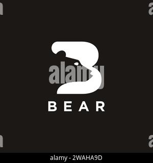 Buchstabe B für Bärenlogo-Symbol-Vektorvorlage auf schwarzem Hintergrund Stock Vektor