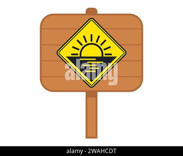 Gelbes Sonnenaufgangssymbol. Illustration des flachen Vektors. Stock Vektor