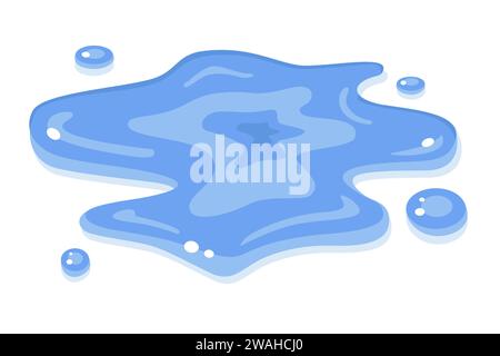 Pfützen Sie Wasser auf weißem Hintergrund. Illustration des flachen Vektors. Stock Vektor