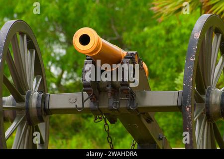 Cannon im Visitors Center, Palo Alto Battlefield National Historic Park, Texas Stockfoto