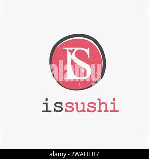 Abstrakter Fischbuchstabe IST Sushi-Logo-Symbol-Vektorvorlage auf weißem Hintergrund Stock Vektor