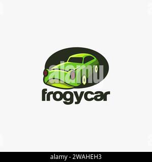 Lustige und verspielte Frog Car Cartoon Logo Icon Vektor Vorlage Stock Vektor