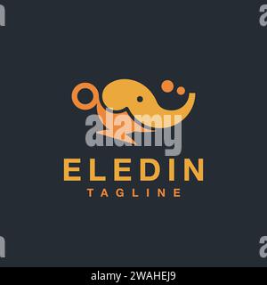 Elefant Aladdin magische Lampe Logo Symbol Vektor Vorlage auf schwarzem Hintergrund Stock Vektor