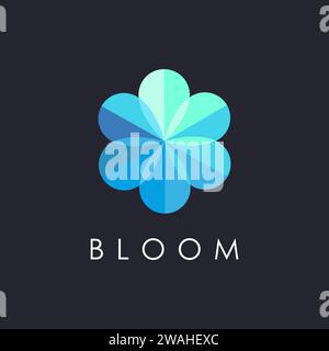 Abstrakte moderne Blütenblume Logo-Symbol-Vektor-Vorlage auf dunklem Hintergrund Stock Vektor
