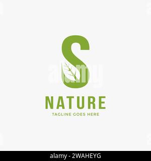 Letter S Naturblatt-Logo-Vektorvorlage auf weißem Hintergrund Stock Vektor