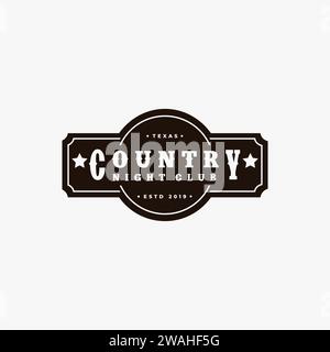 Country Music Western Vintage Retro Saloon Bar Cowboy Logo Design Vektorvorlage auf weißem Hintergrund Stock Vektor