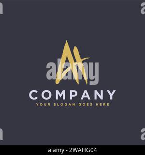 AH-Logo-Symbol mit Monogramm und Pinselstil auf dunklem Backboden Stock Vektor