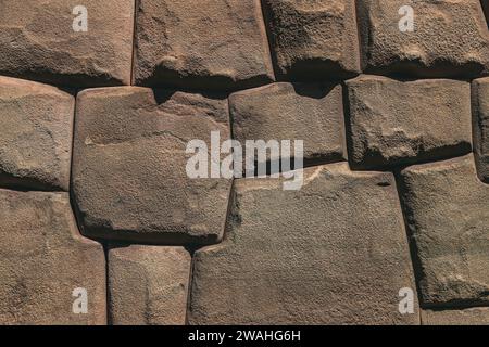 Cusco, Peru, historisches Stadtzentrum, Details aus Steinmauern, INKA-Kultur, Bautechnik, 2023 Stockfoto