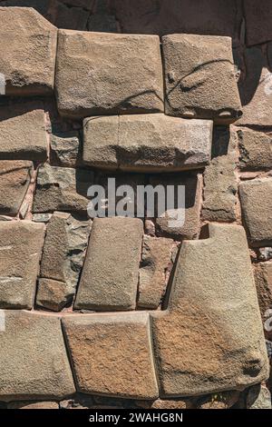 Cusco, Peru, historisches Stadtzentrum, Details aus Steinmauern, INKA-Kultur, Bautechnik, 2023 Stockfoto