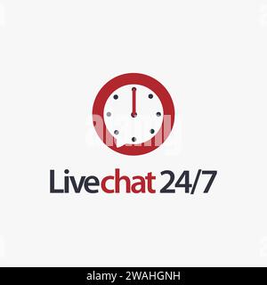 24 Stunden Chat Logo-Vektorvorlage auf weißem Hintergrund, Public Relationship Logo, Betreiberlogo Stock Vektor