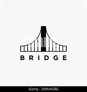 Abstrakte minimalistische Brücke Logo Symbol Vektorvorlage auf weißem Hintergrund Stock Vektor