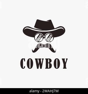 Einfache Cowboy-Logo-Symbol-Vektorvorlage auf weißem Hintergrund Stock Vektor