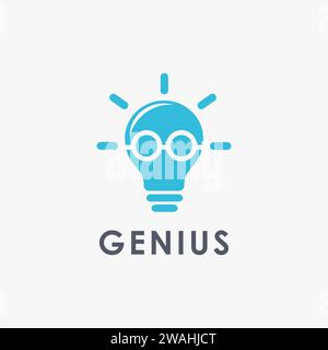 Einfache Glühlampe mit intelligentem Glasseye-Logo-Symbol-Vektorvorlage auf weißem Hintergrund Stock Vektor