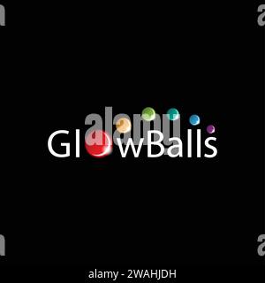 Shining Wordmark Glow Ball Logo Symbol Vektorvorlage auf schwarzem Hintergrund Stock Vektor