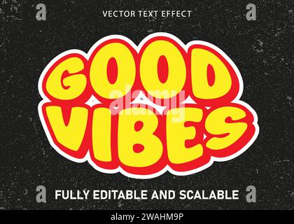 Good Vibes Text Sticker editierbarer Vektor. Stock Vektor