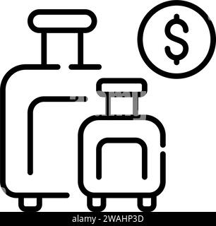 Check-in und Gepäckaufbewahrung kaufen. Billigflugtickets. Symbol für Pixelperfekte, bearbeitbare Kontur Stock Vektor