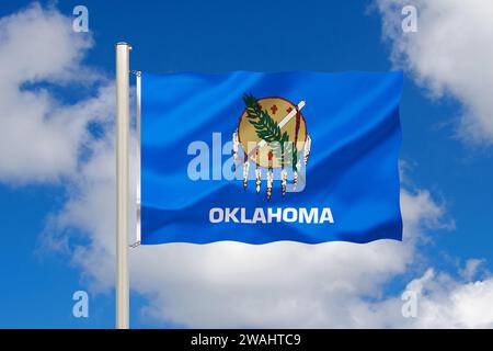 Die Flagge von Oklahoma, Bundesstaat, USA, Studio Stockfoto