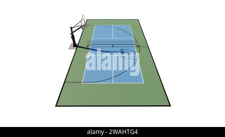 Luftaufnahme einer Kombination aus Basketball- und Pickleball-Court Multisport 3D-Rendering-Visualisierung Stockfoto