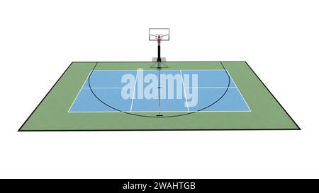 Luftaufnahme einer Kombination aus Basketball- und Pickleball-Court Multisport 3D-Rendering-Visualisierung Stockfoto