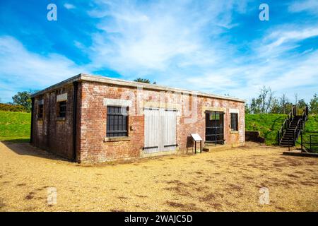 Der Werkzeugladen im 19. Jahrhundert Reigate Fort, Surrey, England Stockfoto