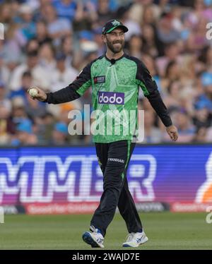 Adelaide, Australien. 31. Dezember 2023. GlennMaxwell kämpfte für Melbourne während des Men’s Big Bash League Spiels zwischen Adelaide Strikers und Melbourne Stockfoto