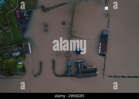 Tirley, Gloucester, Großbritannien. 5. Januar 2024. Überschwemmungen im Dorf Tirley in Gloucestershire am Fluss Severn nach Sturm Henk. Quelle: Thousand Word Media Ltd/Alamy Live News Stockfoto