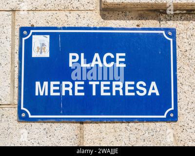 Ajaccio, Korsika Frankreich 02. September 2023 Platzieren Sie das Schild Teresa an einer Mauer in der Hafenstadt Ajaccio Corsica Stockfoto