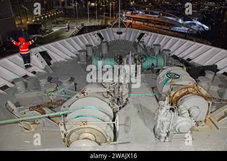 Svolvaer Norwegen Hafen bei Nacht Stockfoto