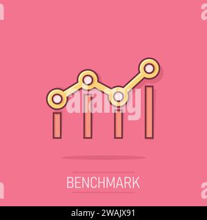 Benchmark messen Symbol im Comic-stil. Dashboard Bewertung vektor Cartoon Illustration auf weißem Hintergrund isoliert. Fortschritt Service Business Konzept sp Stock Vektor