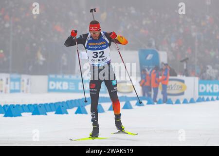 Oberhof, Deutschland. Januar 2024. Philipp Nawrath (Deutschland), 05.01.2024, Oberhof (Deutschland), IBU World Cup Biathlon Oberhof 2024 Credit: dpa/Alamy Live News Stockfoto