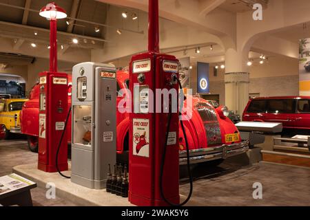 Texaco Fire Chief Benzinpumpen, ca. 1940, im Henry Ford Museum of American Innovation, Dearborn Michigan USA Stockfoto