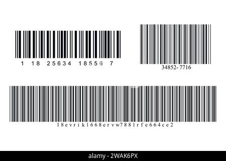 Barcode-Symbol-Sammlung isoliert auf weißem Hintergrund. Schwarz gestreifter Code zur digitalen Identifizierung. Vektorcode-Informationen, Scan-Codes speichern. I Stock Vektor