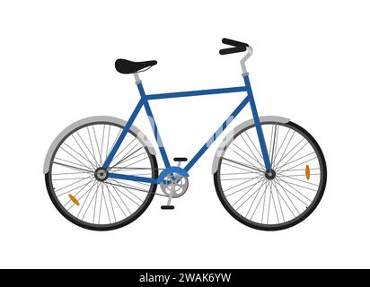 Stadtfahrrad isoliert auf weißem Hintergrund, ökologisches Sportfahrrad. Vektorabbildung. Stock Vektor