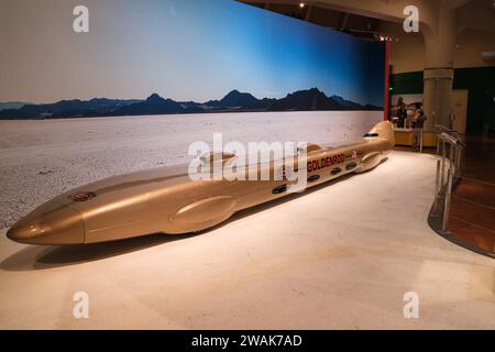 Der Goldenrod-Landgeschwindigkeitsrekordwagen, ausgestellt im Henry Ford Museum of American Innovation, Dearborn Michigan USA Stockfoto