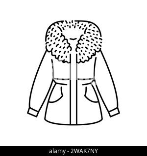 Winterjacke flaches Element. Winterkleidung. Isoliertes Vektor-Vorzeichen. Digitale Illustration für Webseite, mobile App, Werbeaktion. Stock Vektor