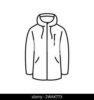 Winterjacke flaches Element. Winterkleidung. Isoliertes Vektor-Vorzeichen. Digitale Illustration für Webseite, mobile App, Werbeaktion. Stock Vektor