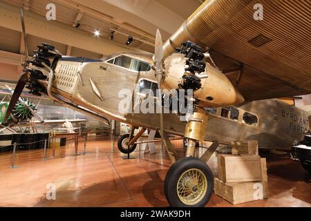1928 Ford 4-AT-B Tri-Motor Flugzeug, genannt Floyd Bennett, ausgestellt im Henry Ford Museum of American Innovation in Dearborn Michigan USA Stockfoto