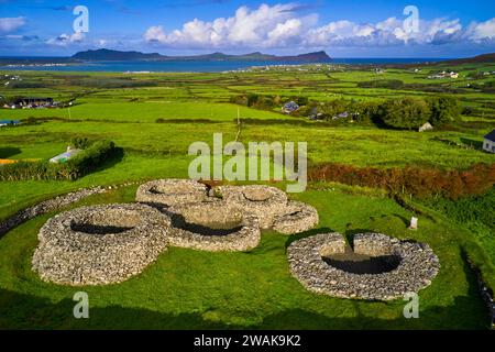 Republik Irland, County Kerry, Dingle Peninsula, Caherdorgan cashel oder Ring Fort, keltische Festungsanlage bei Kilmakedar Stockfoto