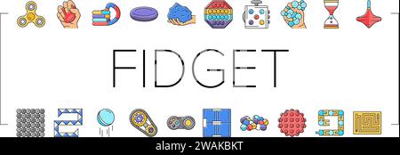 fidget Spielzeug Spaß Antistress Spiel Icons setzen Vektor Stock Vektor